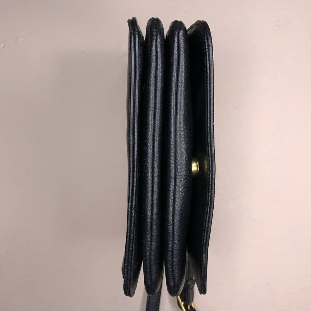 Rosetti Black Faux Leather Crossbody Purse Gold Hardware Travel Classic